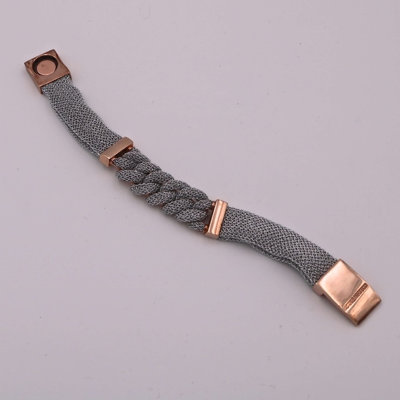 A&M Bracelet w/R.Gold Chain Links in Silver Mesh - Picture 2 of 3